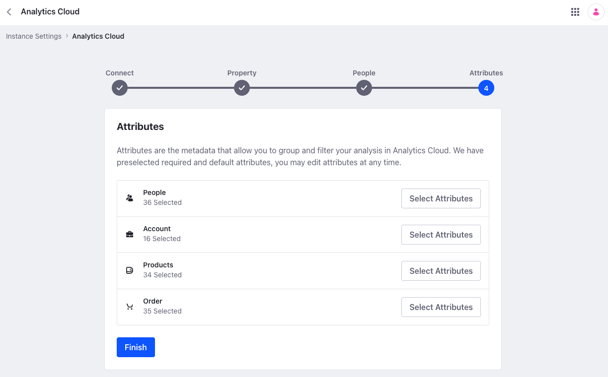 Select the attributes to sync for each of the entities.