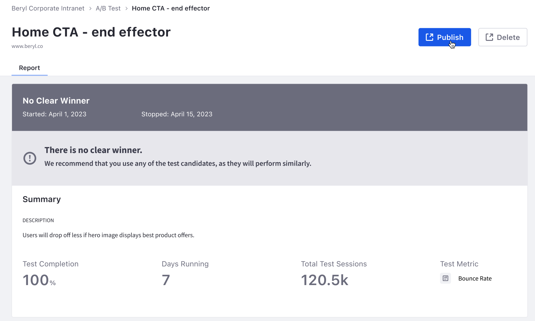 Lack of performance by a variant can lead to an A/B test without a clear winner. 