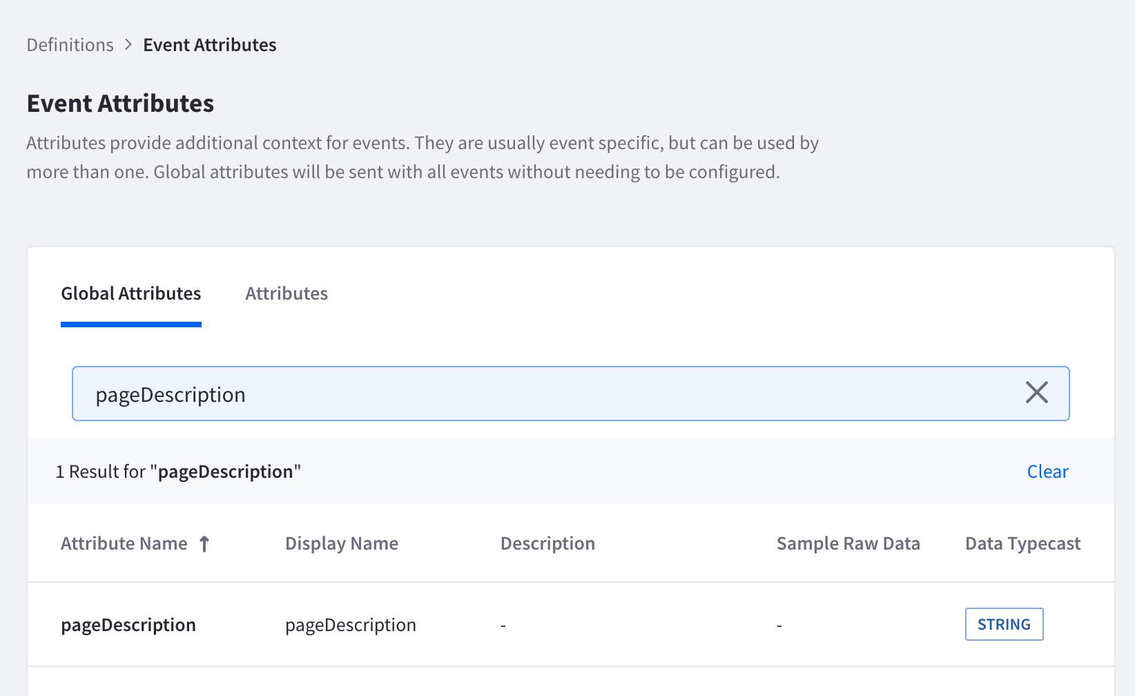 Select or search for a specific event attribute.