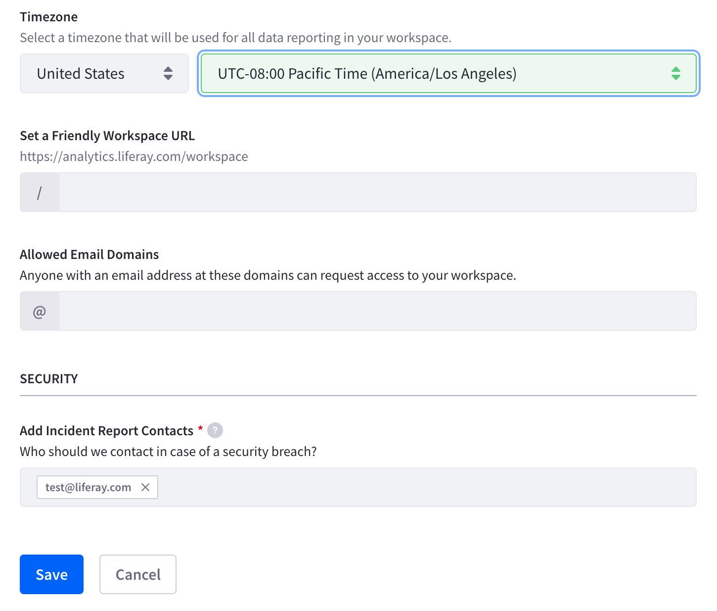 Select and save a new timezone for your analytics reporting.