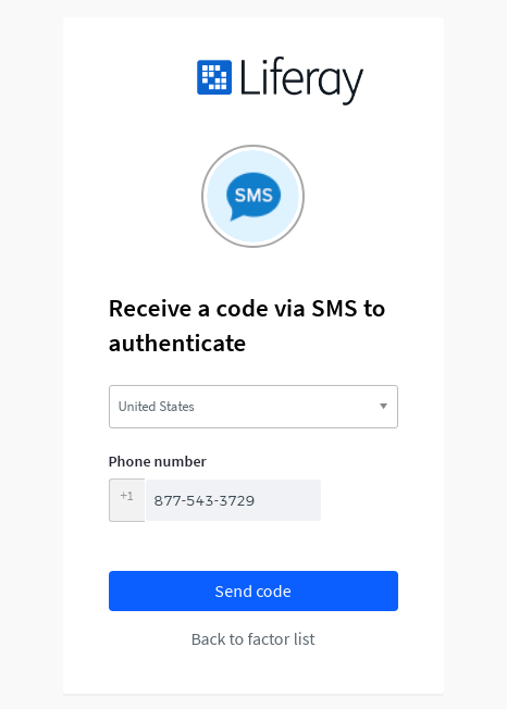 Select a authentication option and click send code.