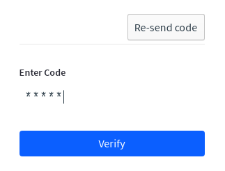 Input and verify received code.