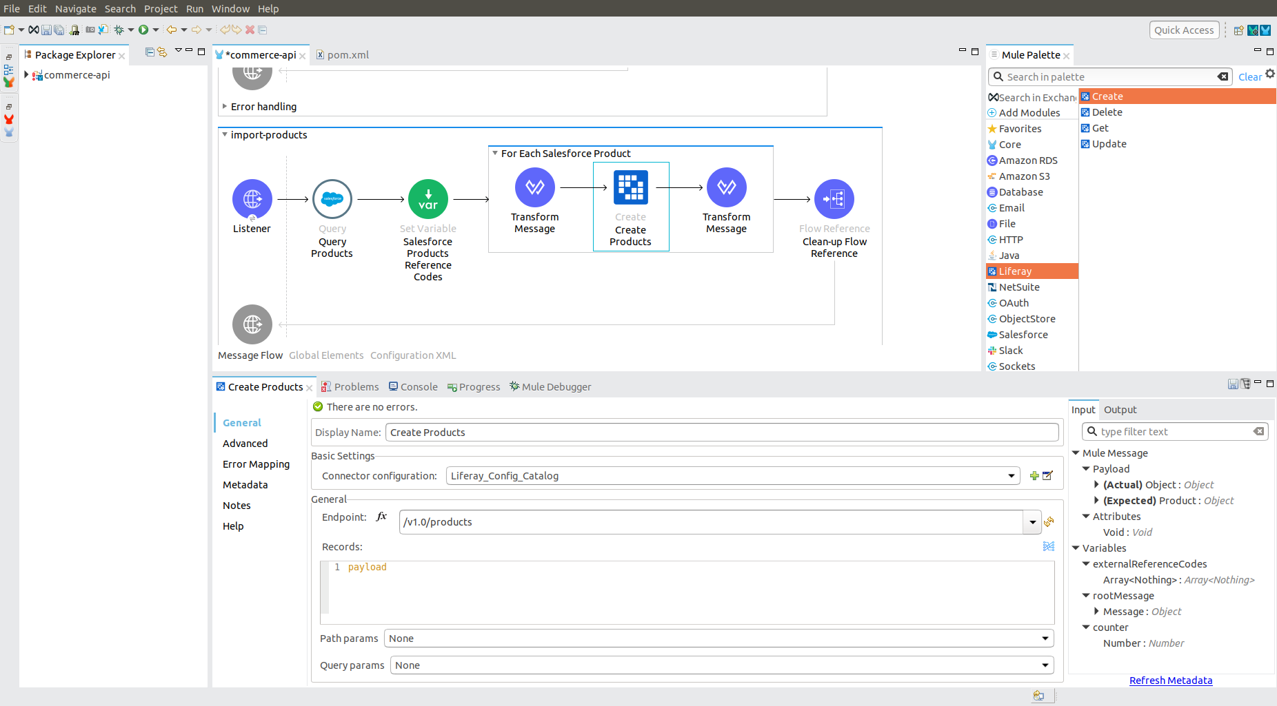 Use the products endpoint in flows that import products from Salesforce to Liferay.