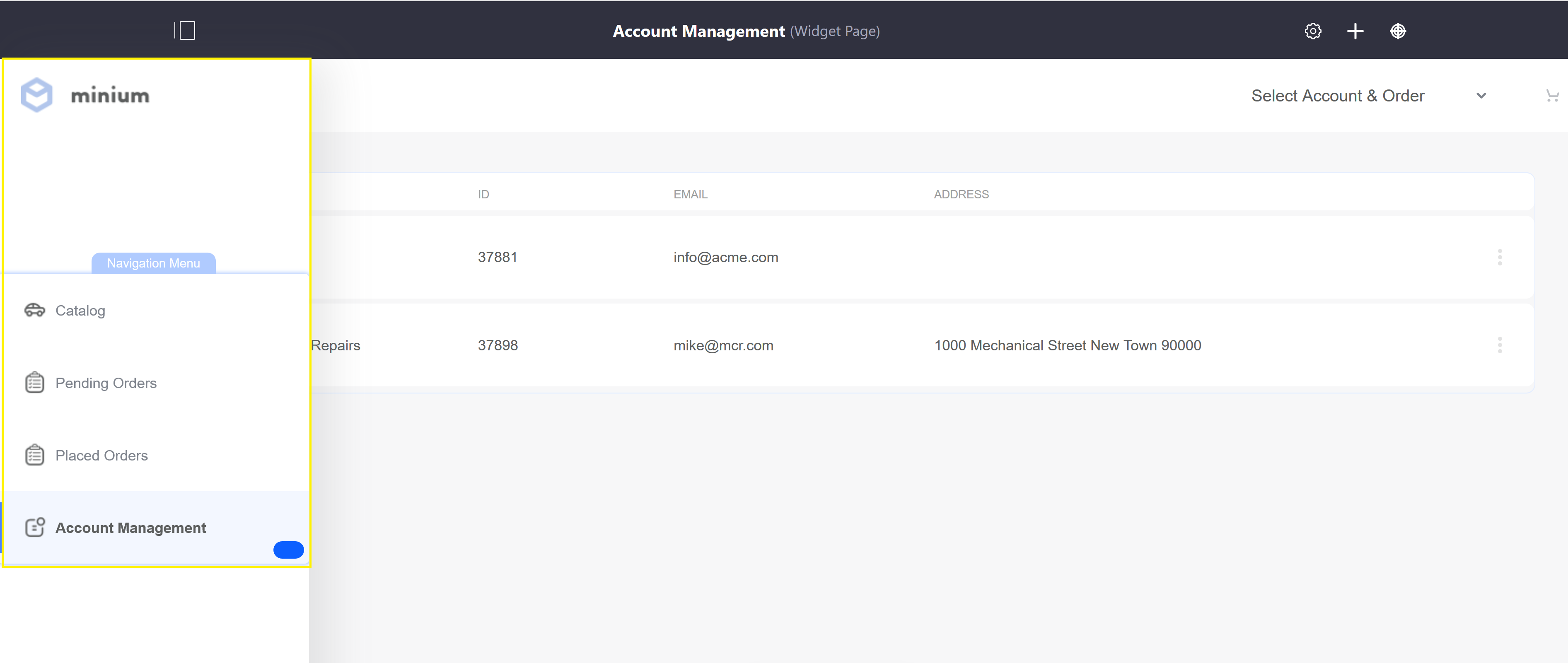 Minium Site Navigation