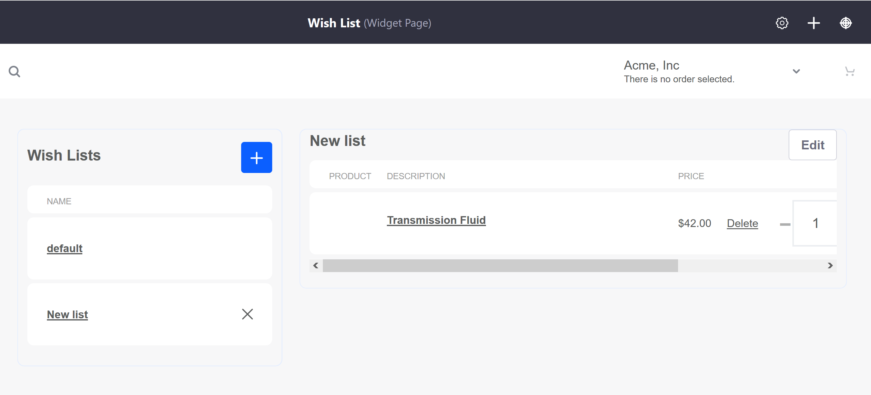 Wish List widget