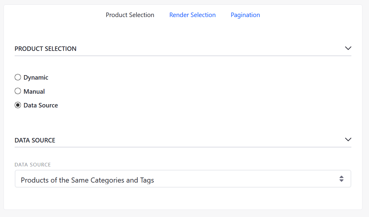 The configuration of the Product Publisher widget.