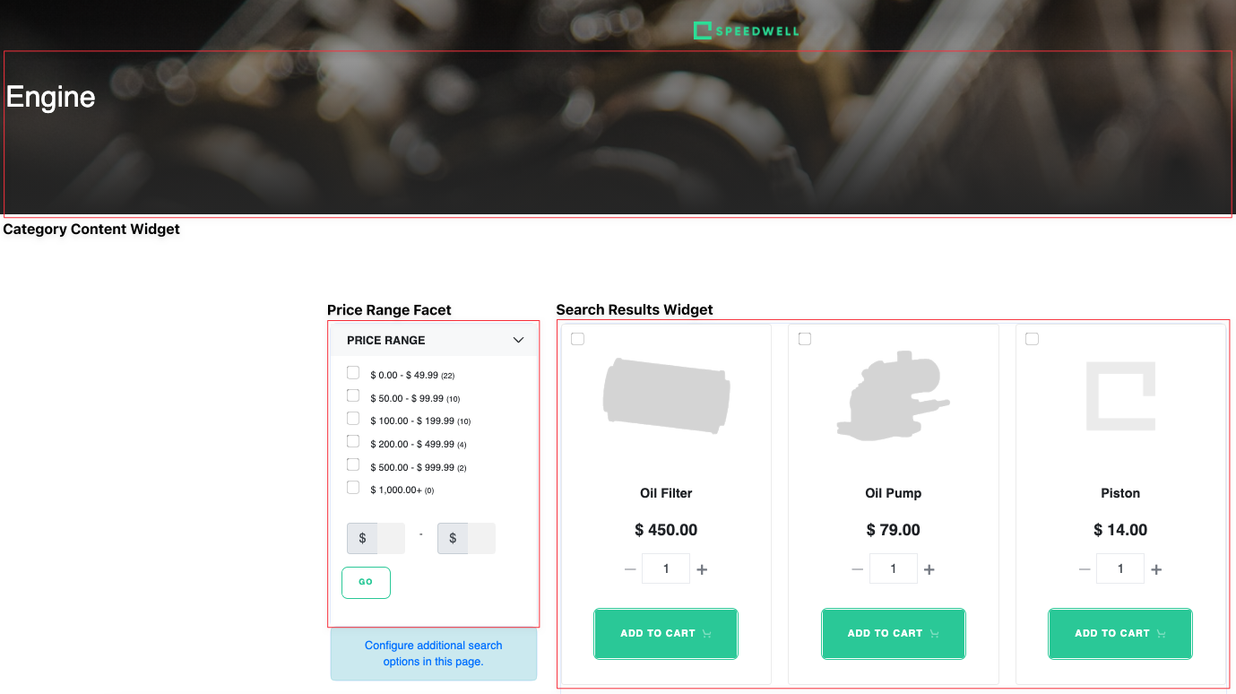 A sample Category Display page showing the different widgets.