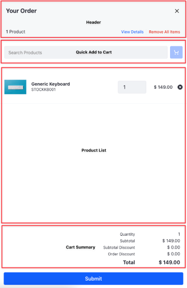 The Mini Cart fragment gives a detailed overview of the current cart status.