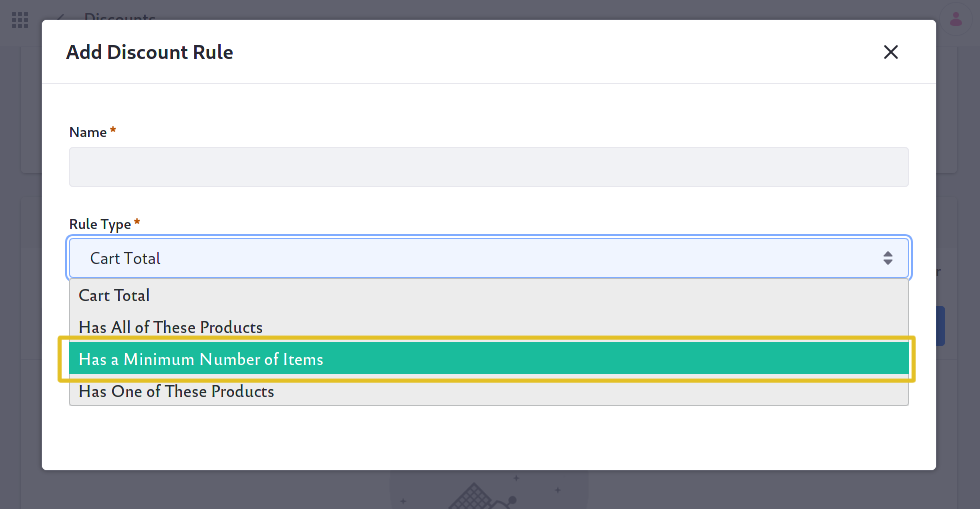 Verify the addition of a new discount rule type