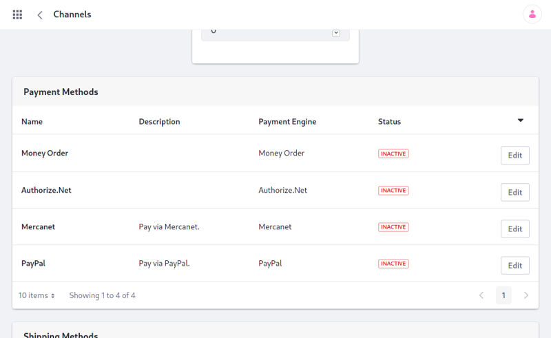 Out-of-the-box payment methods