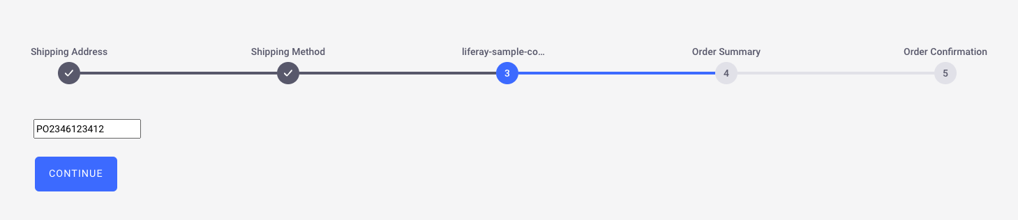 Enter a purchase order number in the new checkout step.