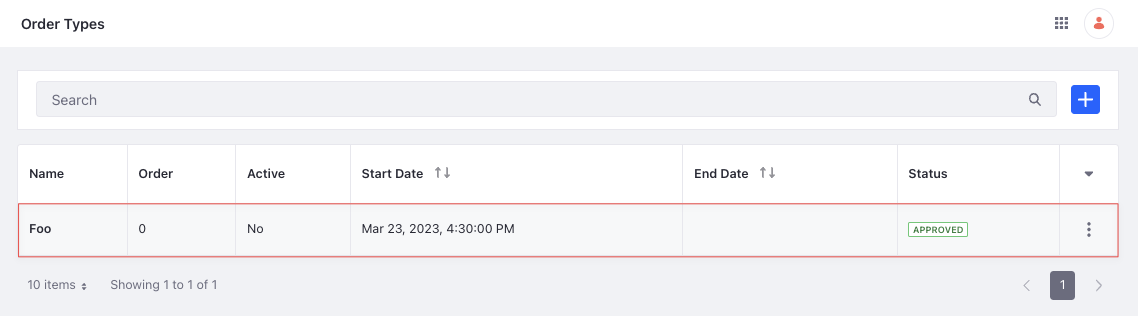 Confirm the addition of the order type.