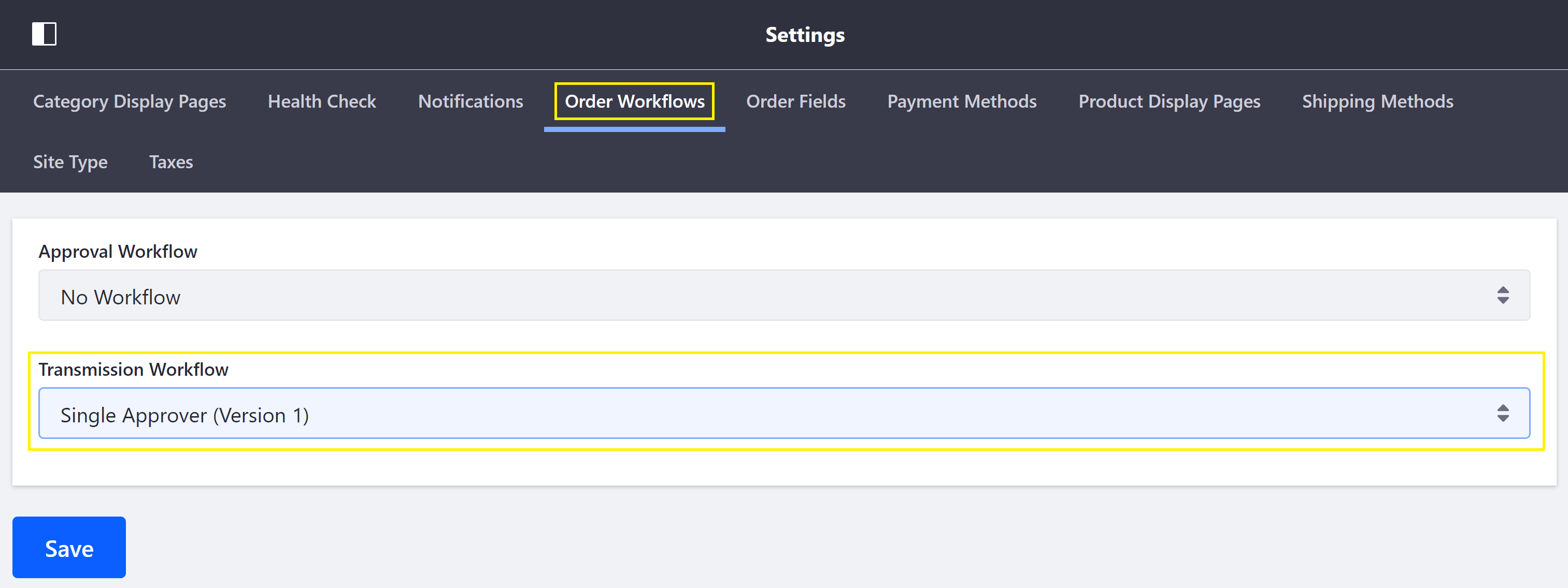 Enable the Seller Transmission Workflow.