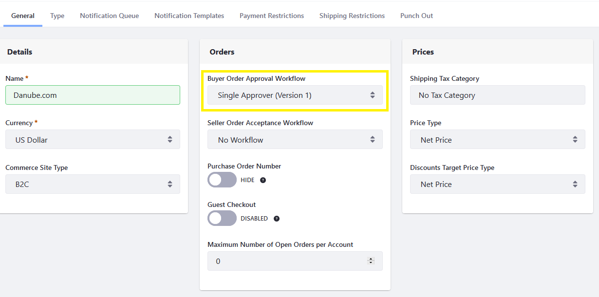 Enable Buyer Order Approval workflow in the Channels menu.