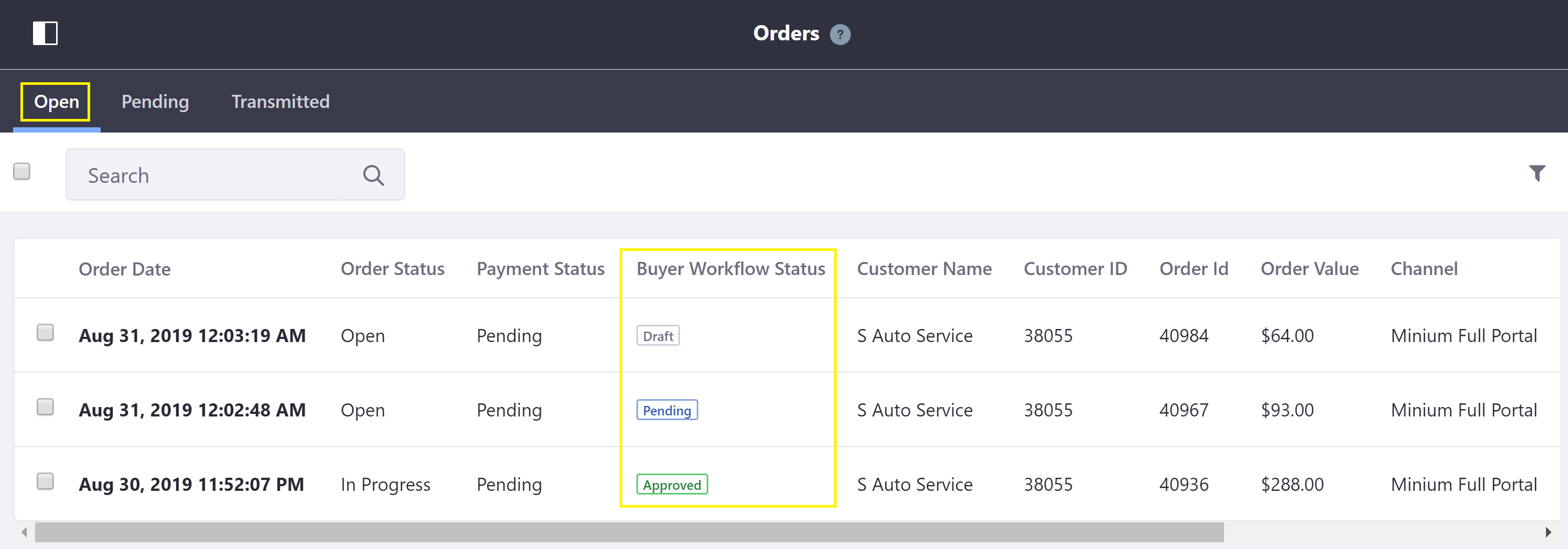 Workflow Status Open Tab