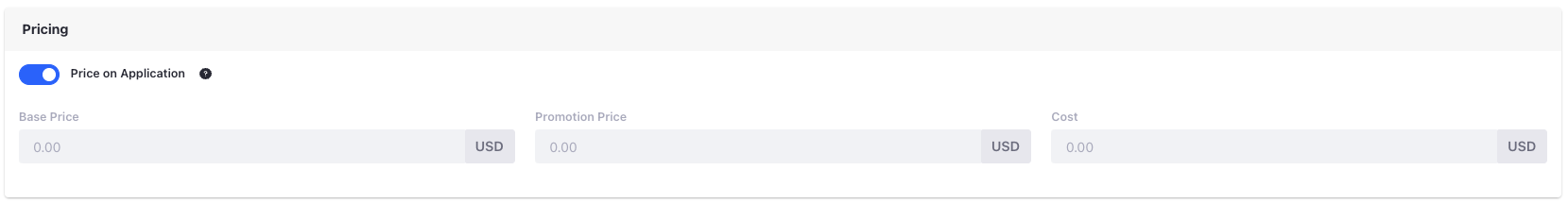 Enabling price on application disables the other price fields.