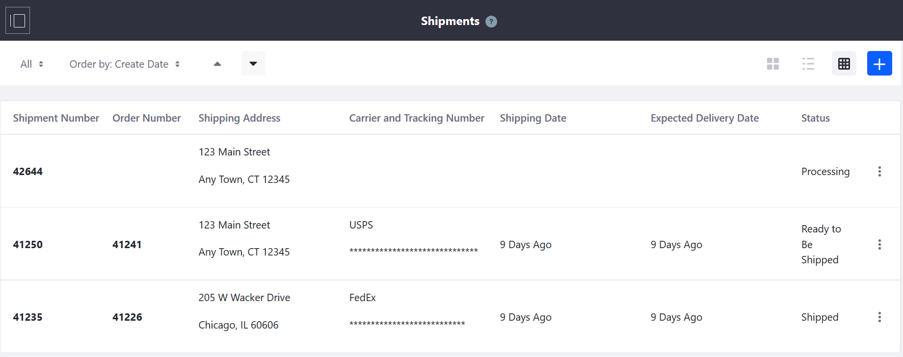 You can create and track Shipments from the Shipments Menu.