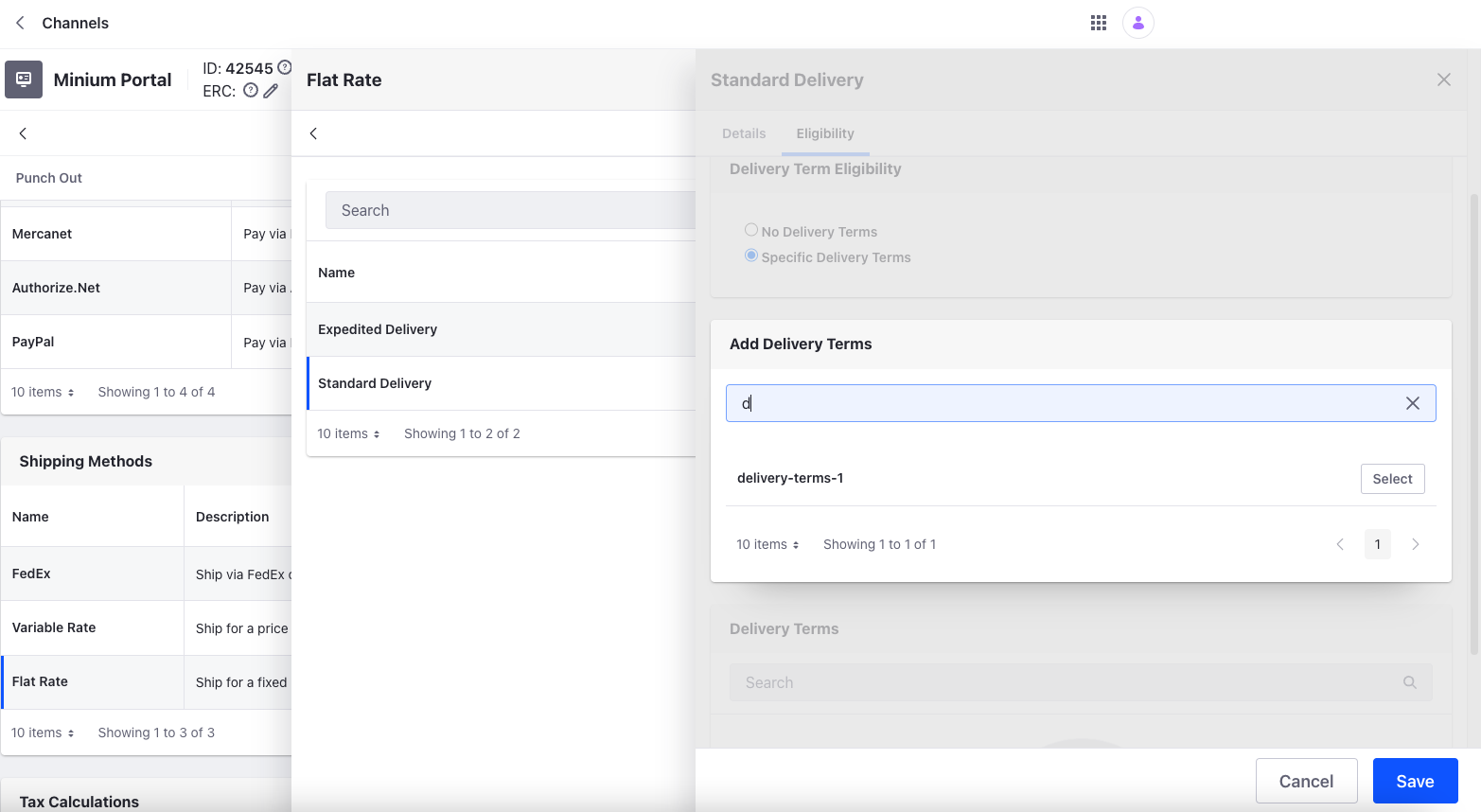 Search for the Delivery Terms to link to a Shipping Option.