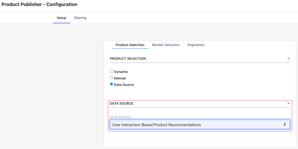 To view User Personalized Recommendations, use the Product Publisher widget with data source set to User Interaction Based Recommendations.