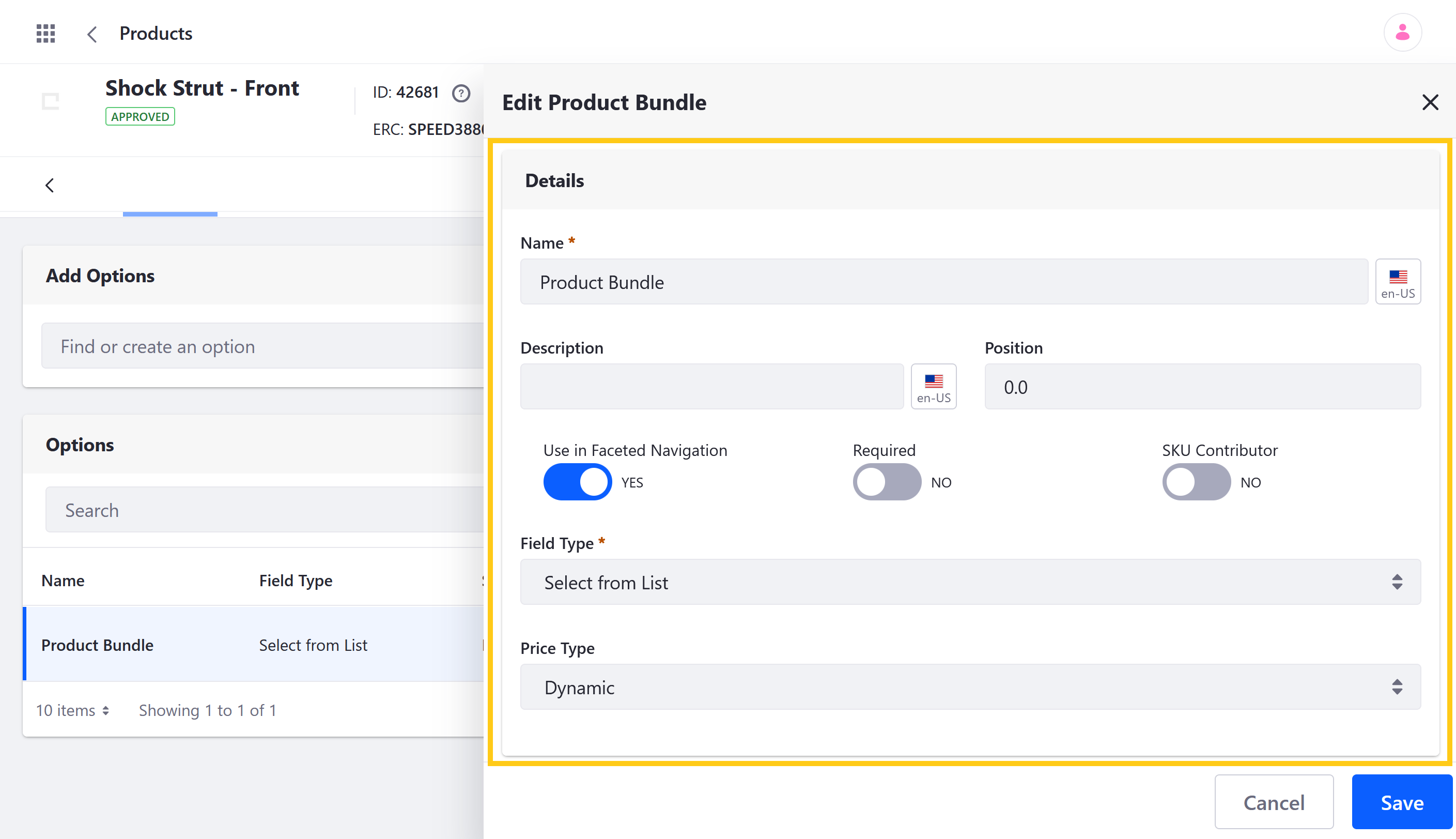 Use this form to configure the option's settings.