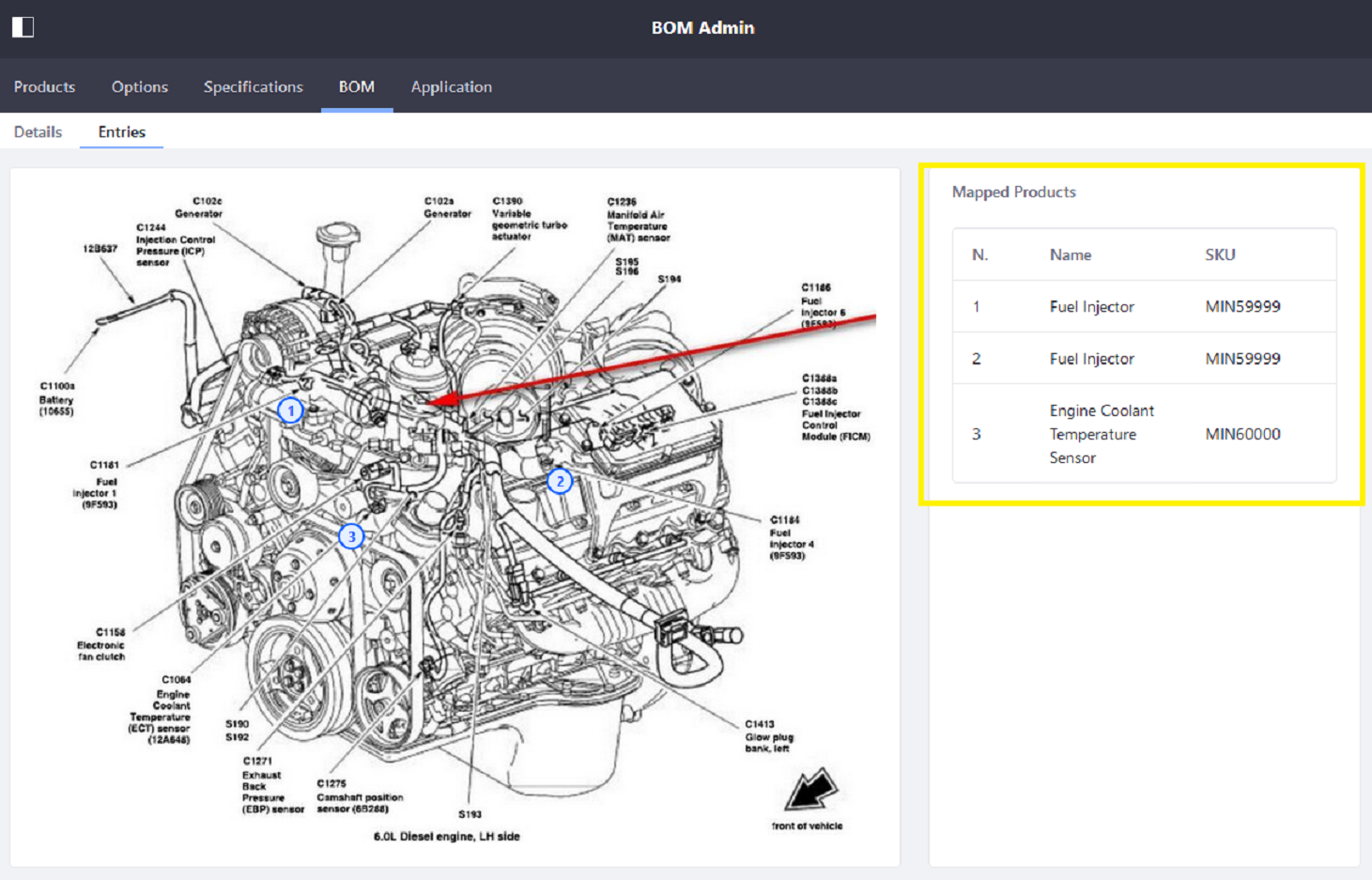 Continue to associating products in the BOM diagram.