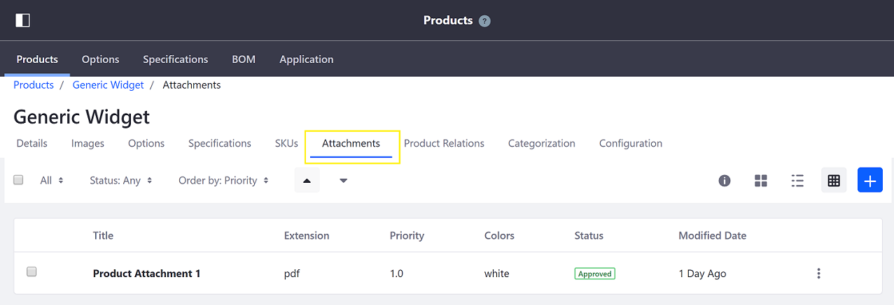 Attachments tab