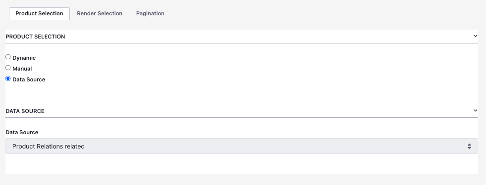 Choosing a data source to display related products.