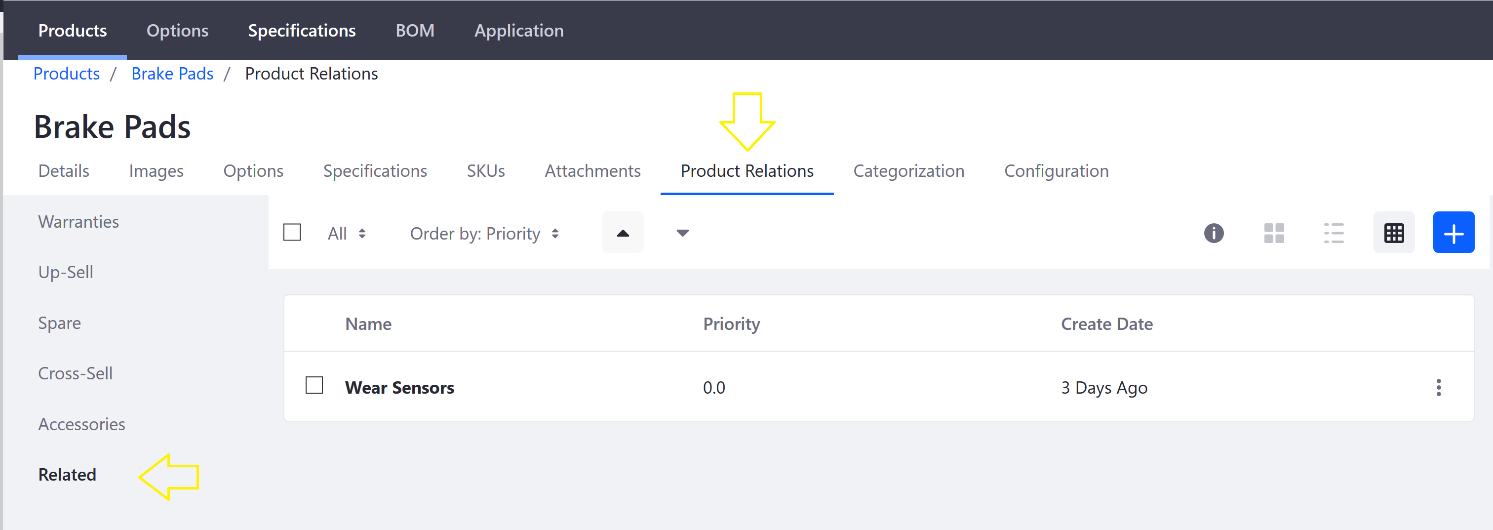 Open the Related menu to configure related products.