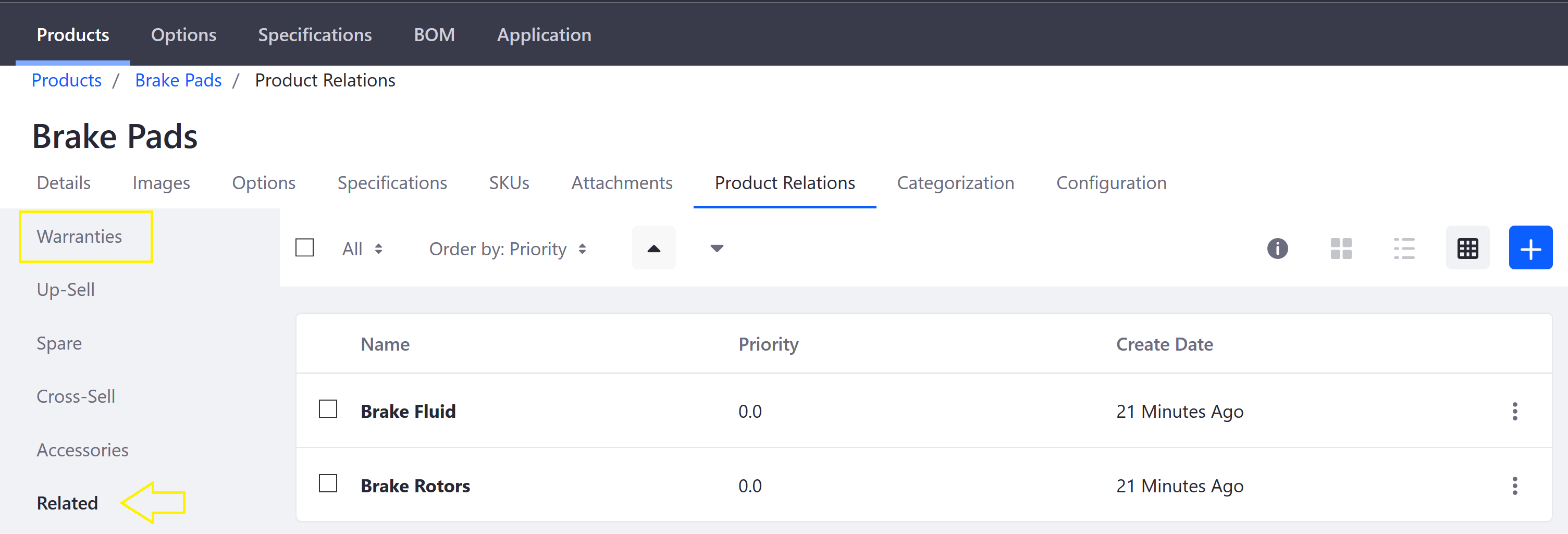 Adding two related products to the current product.