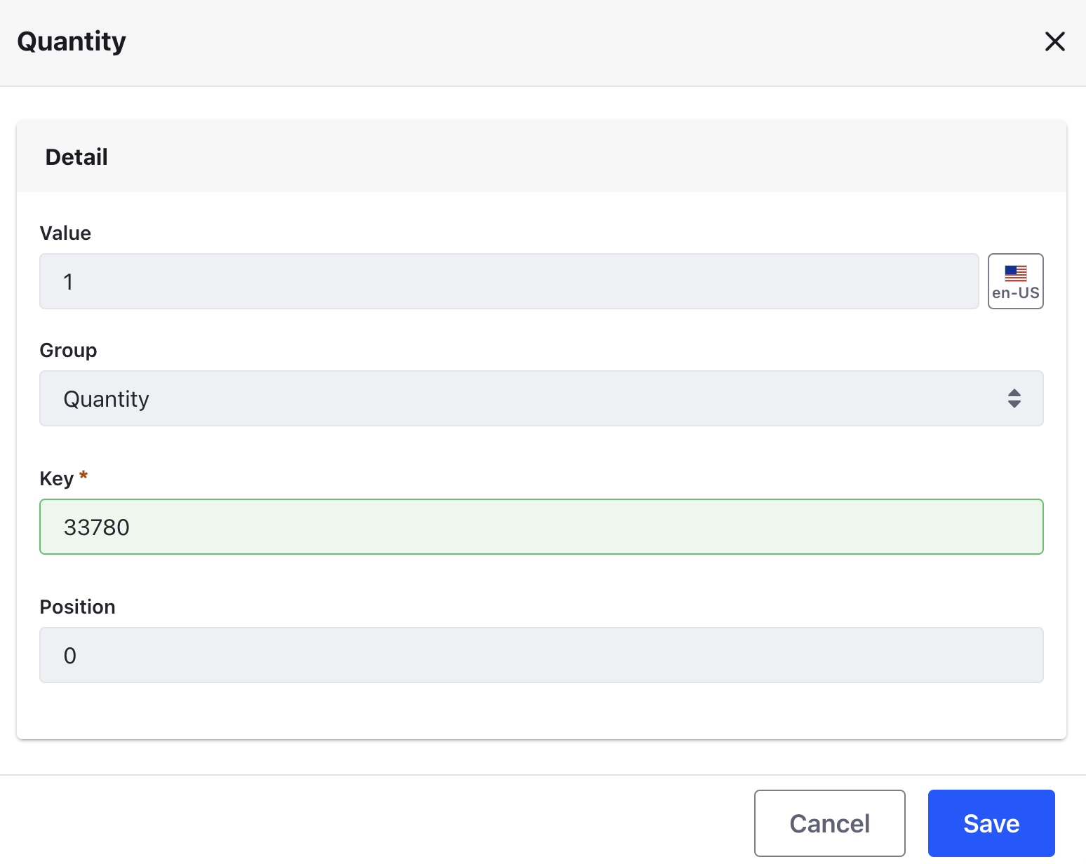 To store a Specification Value, click on Edit and enter a value, group, and priority in the form provided.