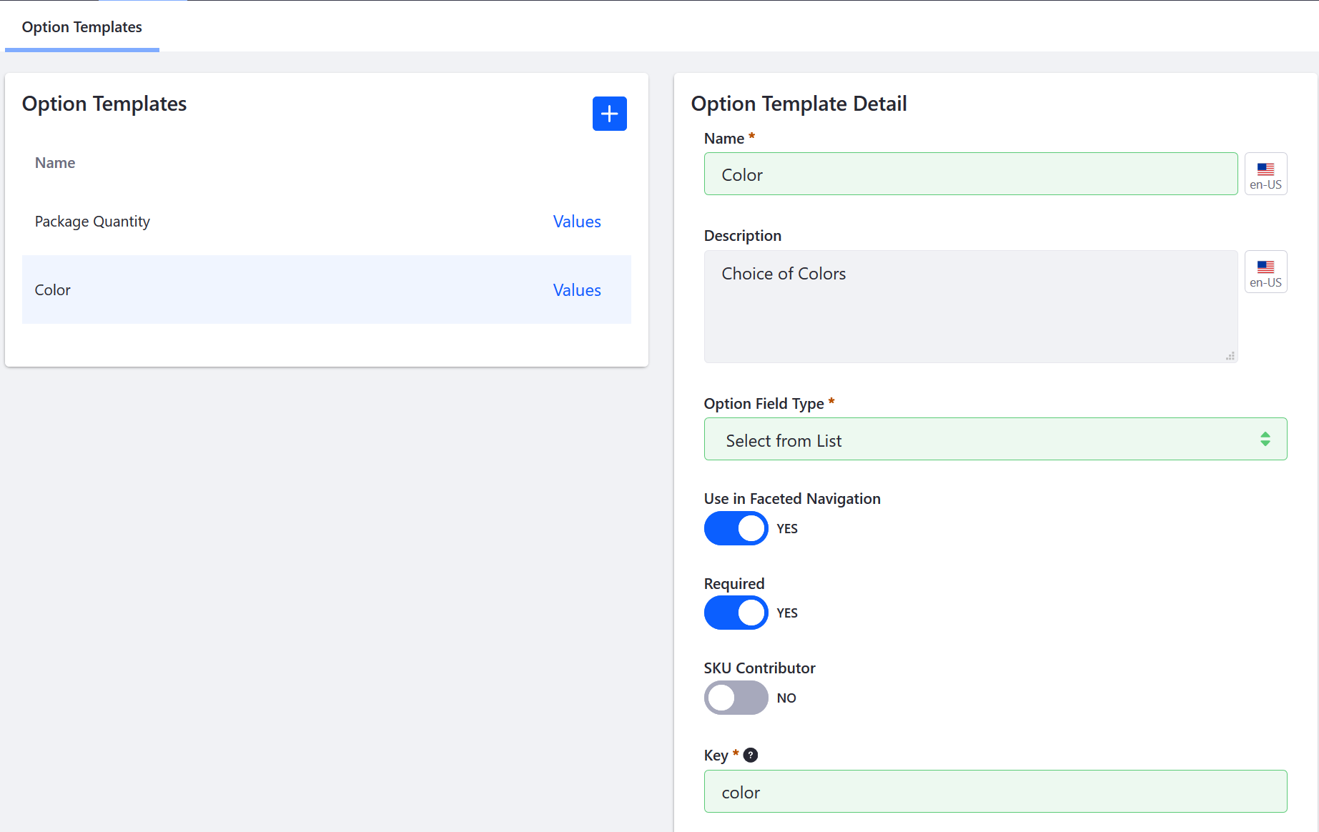 Creating an option template.