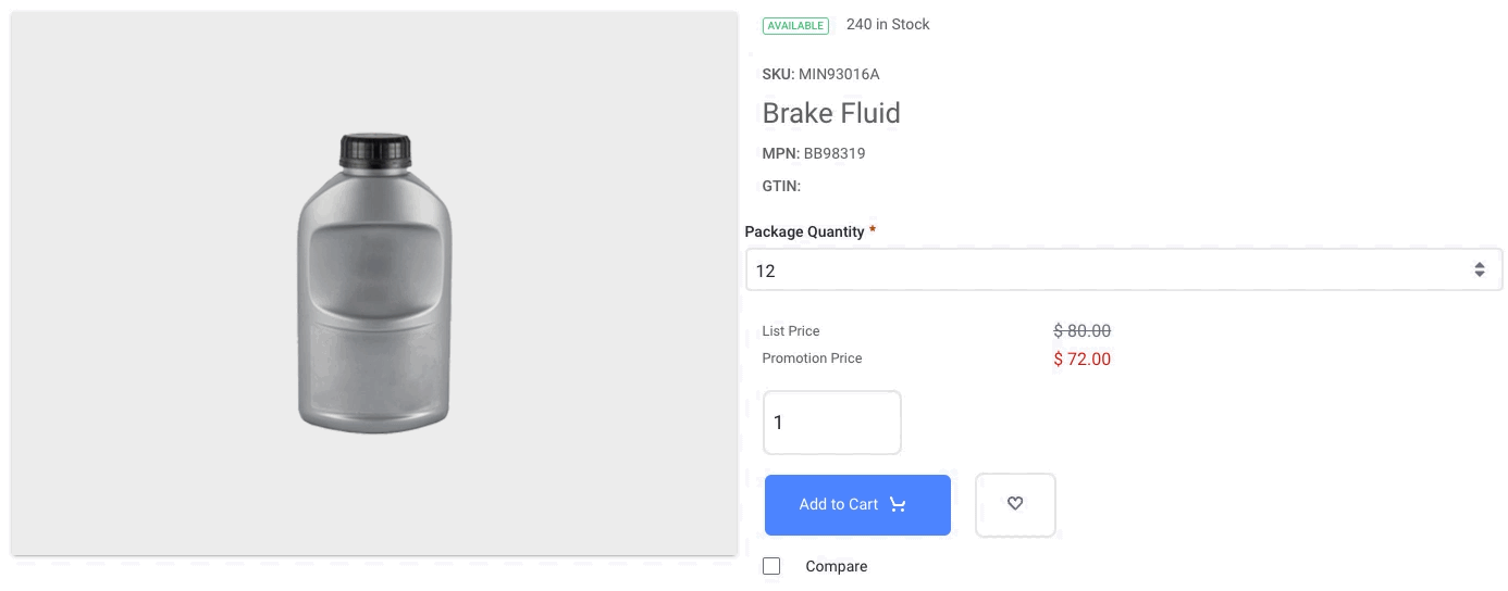 Customers can view and use the option field in the product's display page.