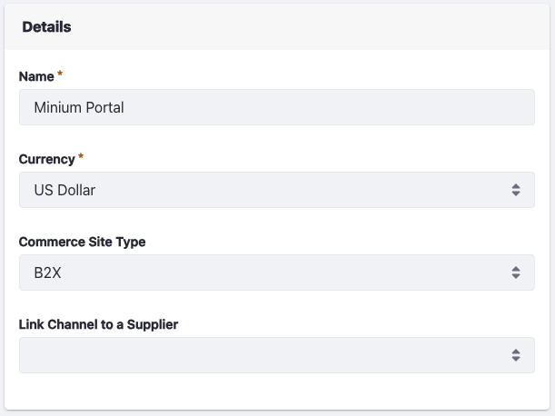 You can view the channel's name, currency, site type, and supplier account dropdown here.