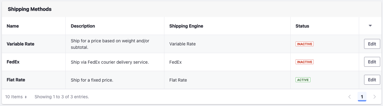 Use the shipping methods section to configure shipment methods for your channel.