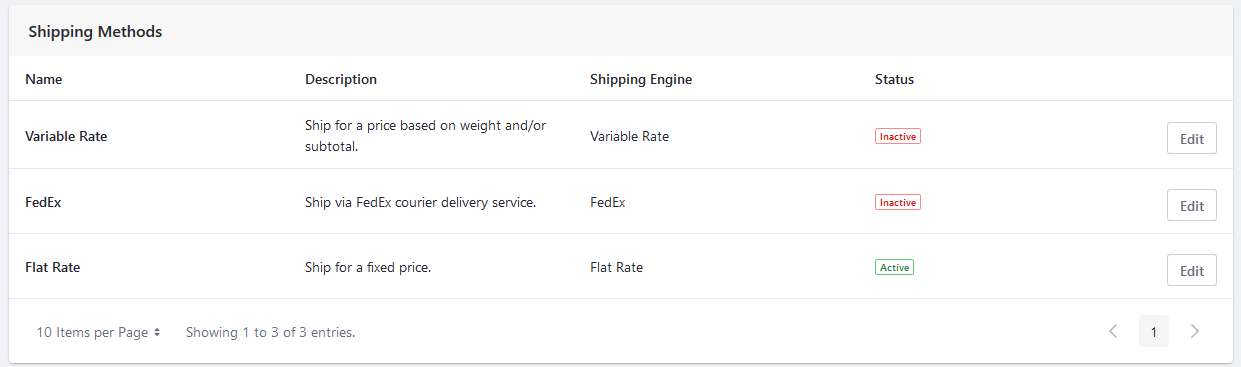 Use the shipping methods section to configure shipment methods for your channel.