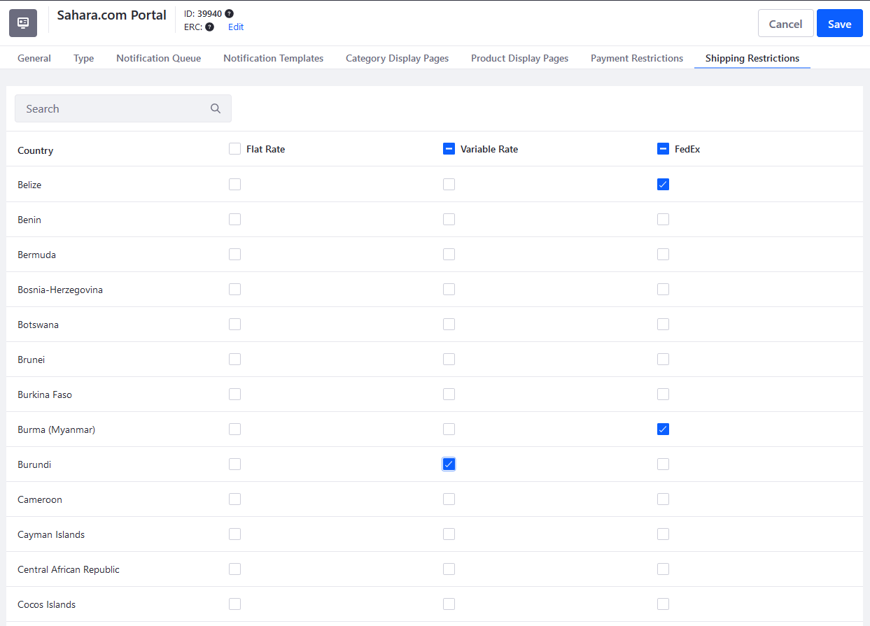 Select countries to restrict accounts from using the chosen payment method.