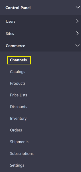 Navigate to Channels in the Control Panel