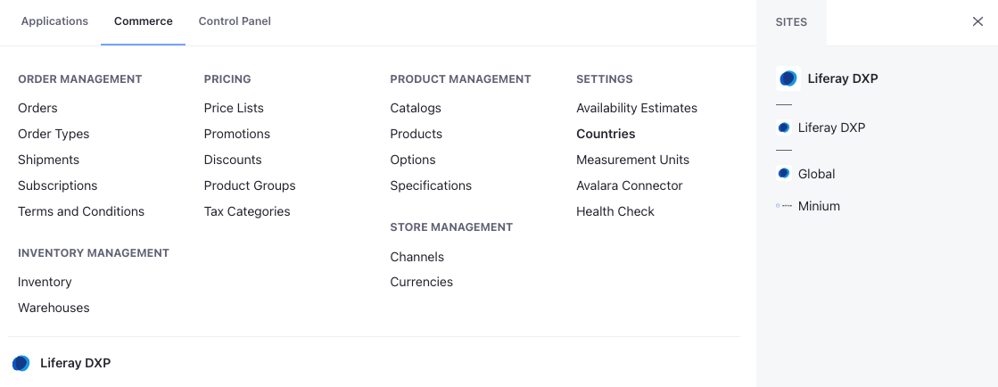 Access Commerce via the Global Application menu.