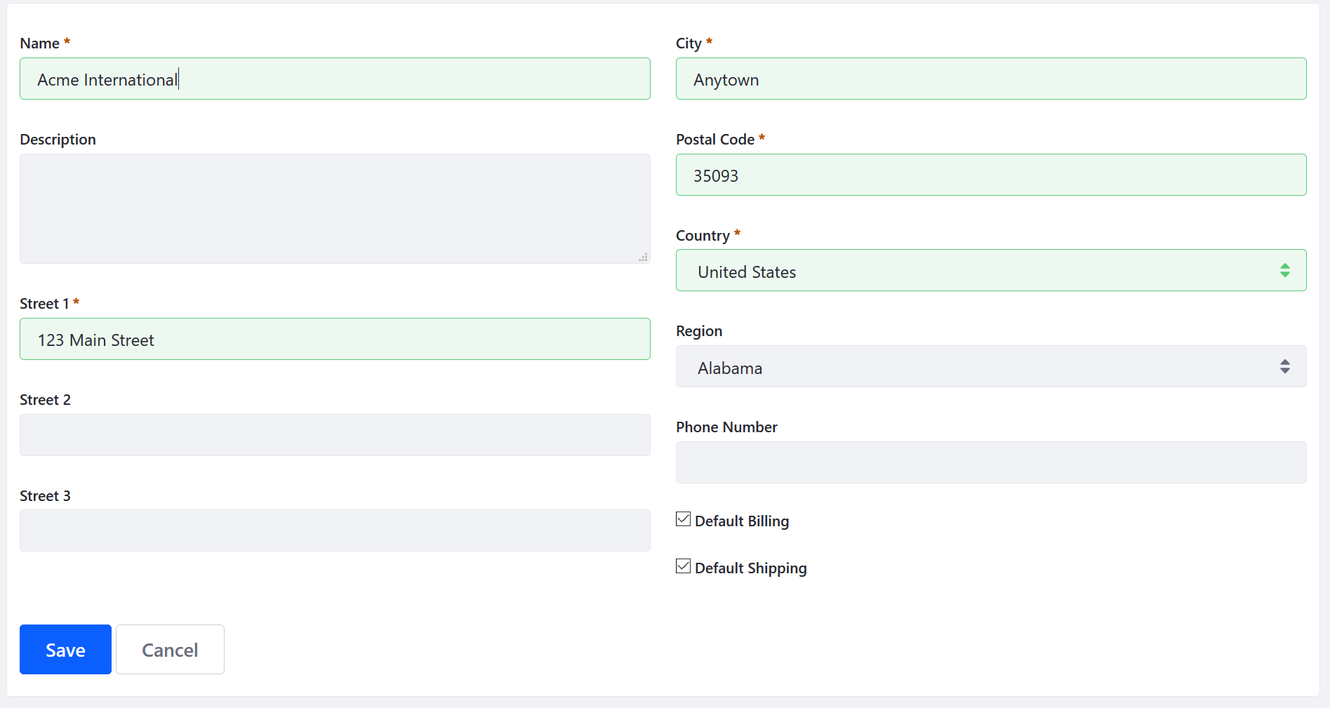 Adding a New Address in the Control Panel