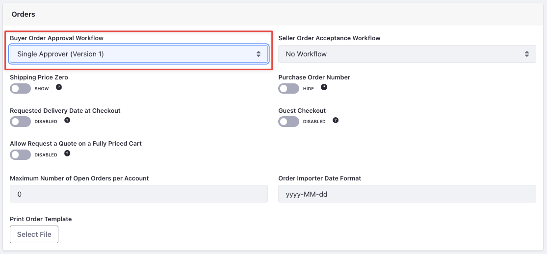 Select the single approver buyer order approval workflow.