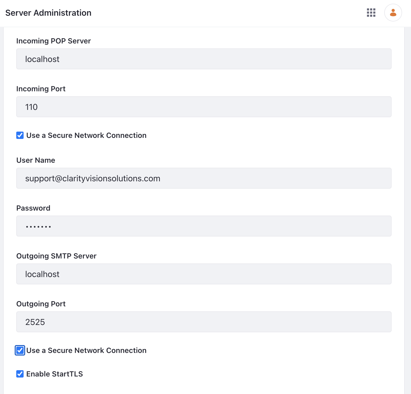 Enter the settings for the mail server.