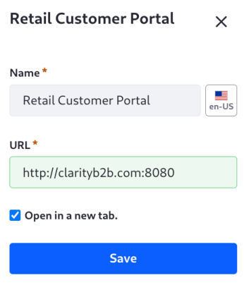 Navigation menus can link to external URLs.