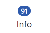 A info badge is dark blue and meant for numbers related to general information.