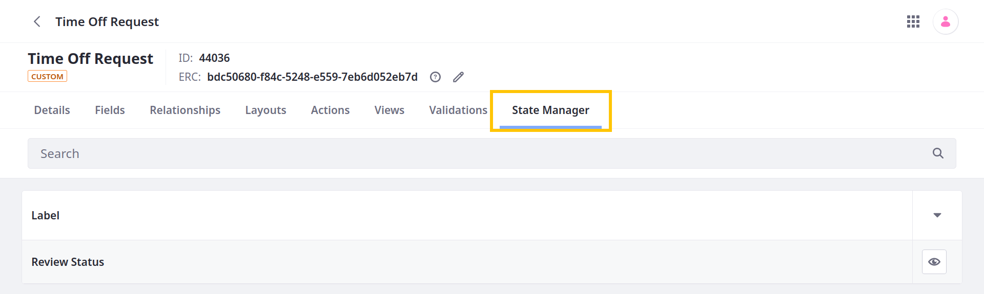 Define flows for state fields in the State Manager tab.