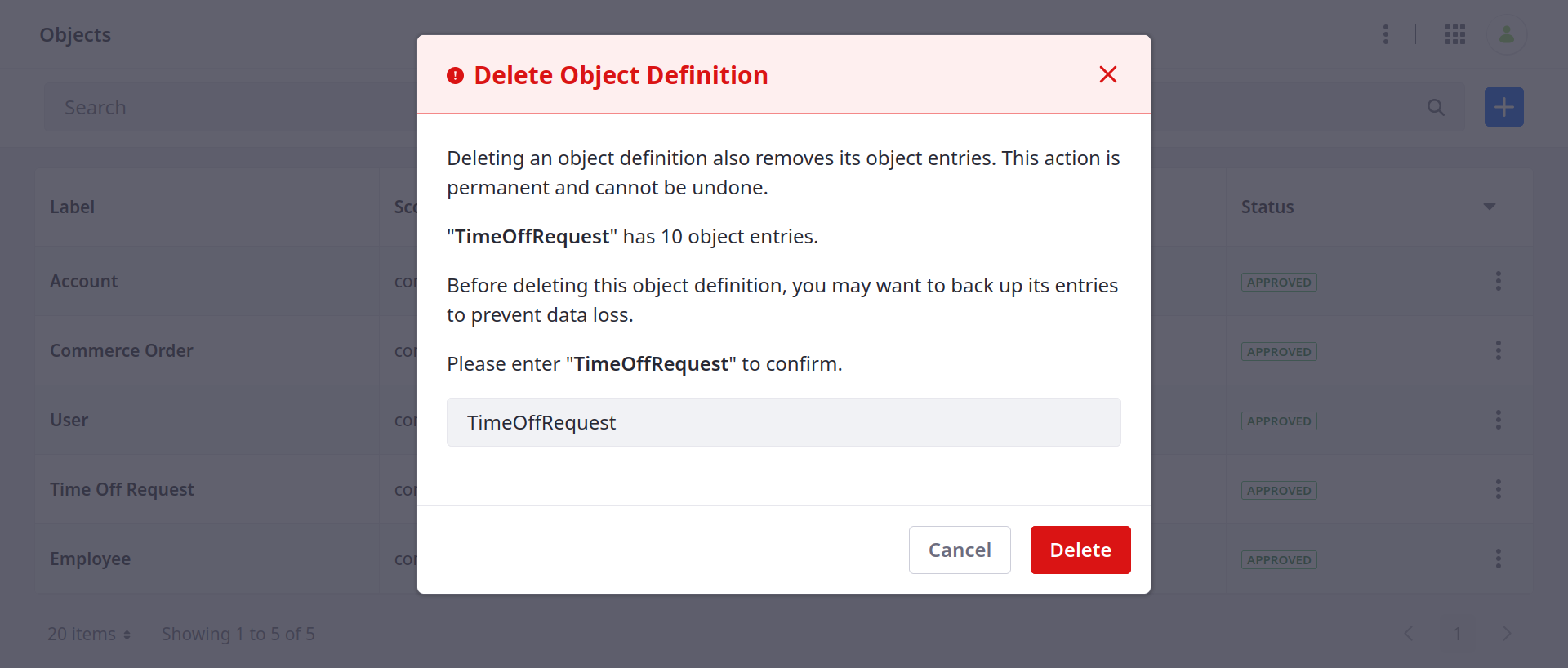 Enter the name of the object definition and click Done.