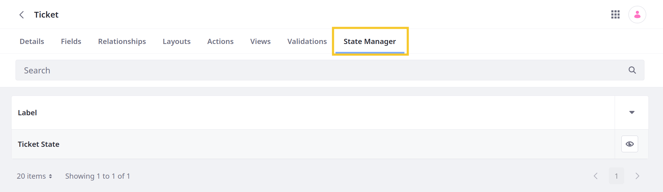 Go to the State Manager tab to set up a flow for state fields.