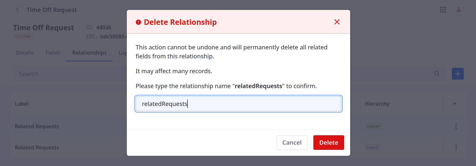 Enter the name of the relationship and click Done.