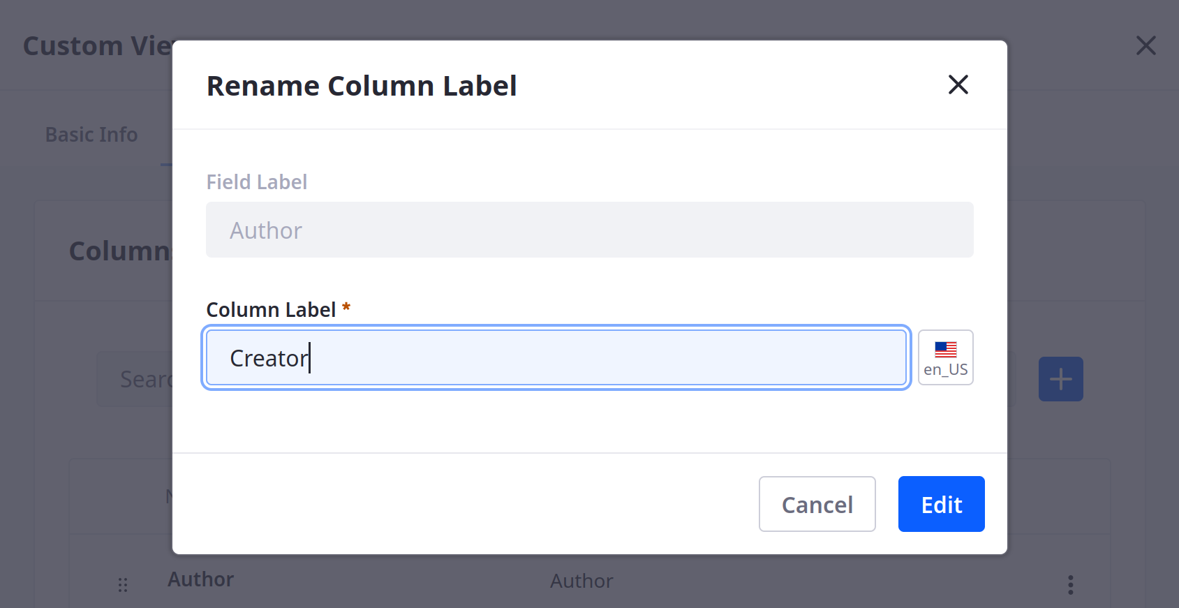 Enter a localizable display name and click Edit.
