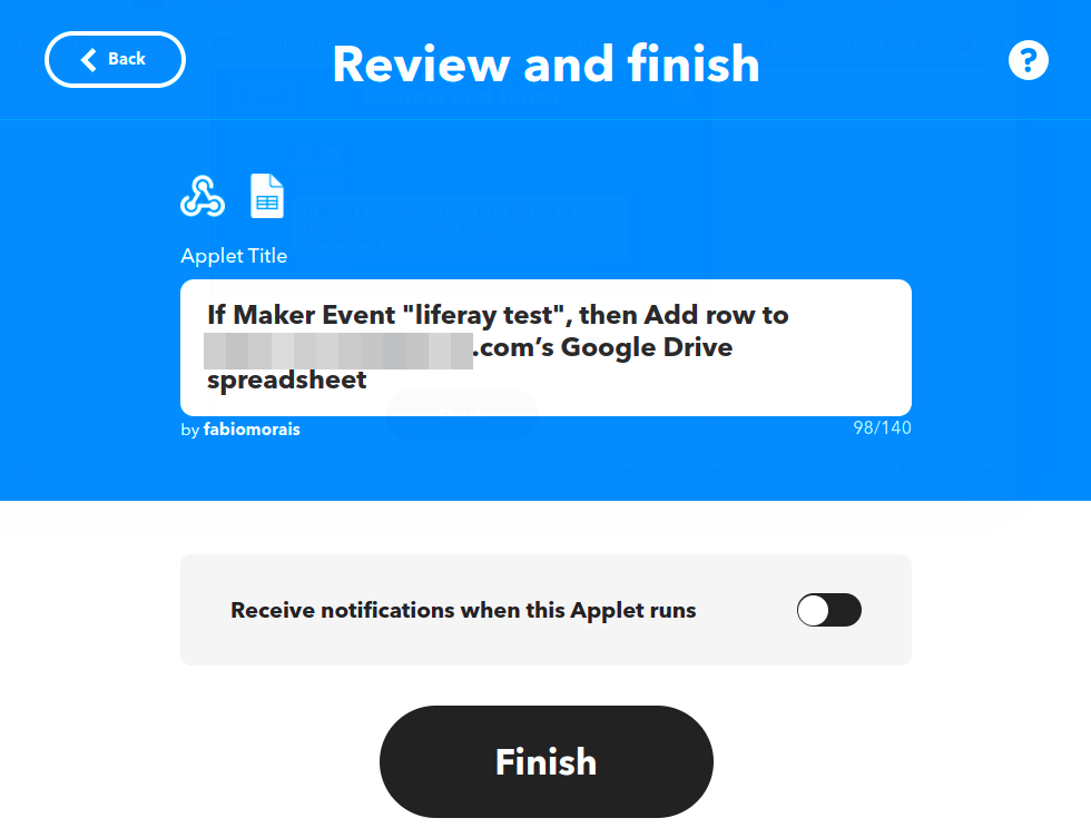 Review and click Finish.