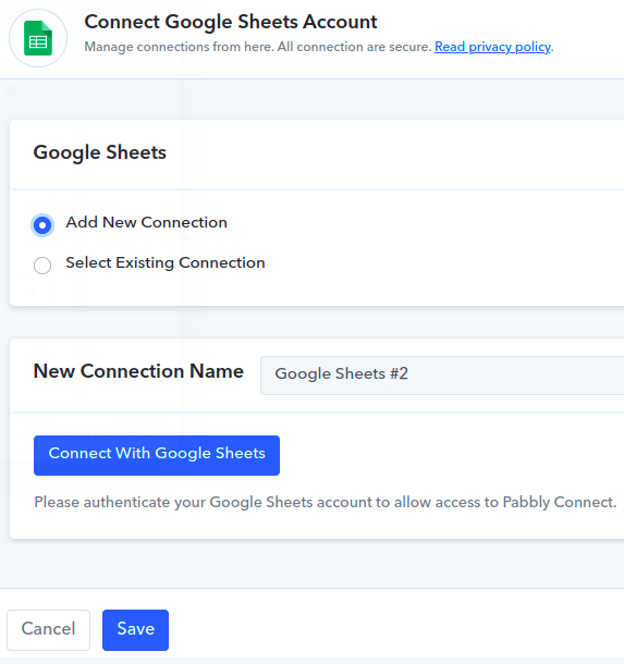 Connect the desired Google account.